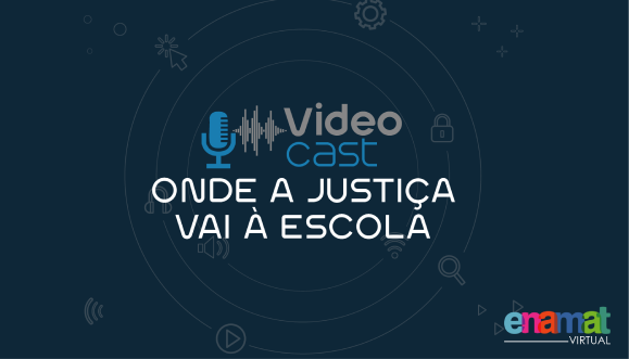 Imagem de divulgação com a logo do programa: ondas de áudio conectadas a um microfone de rádio