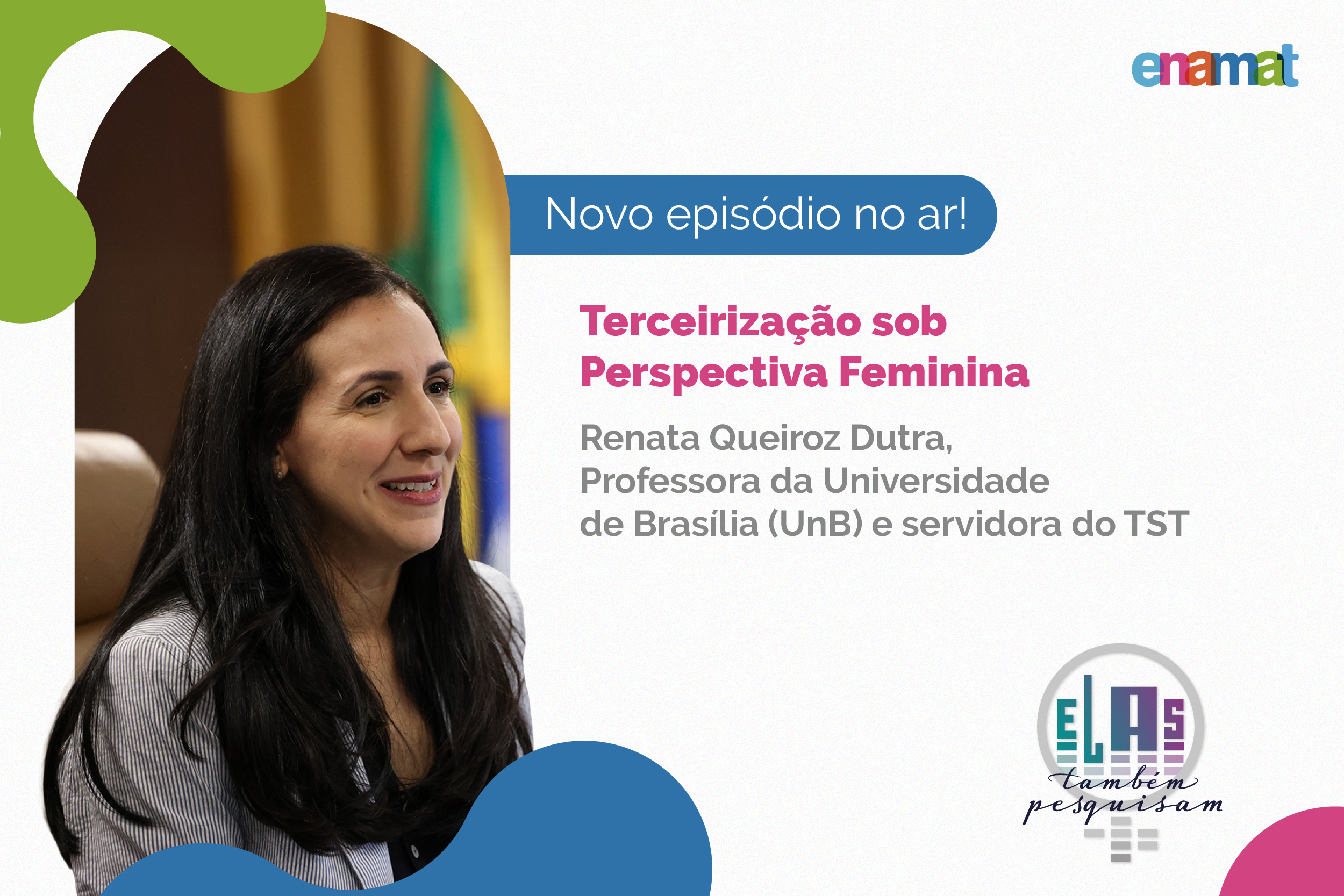 Foto de divulgação do podcast com a foto da professora.